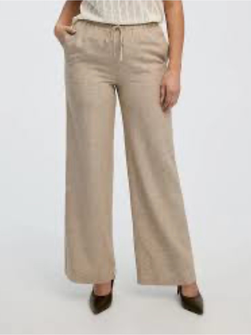 Reitmans Wide-Leg Linen Blend Pant - Tan